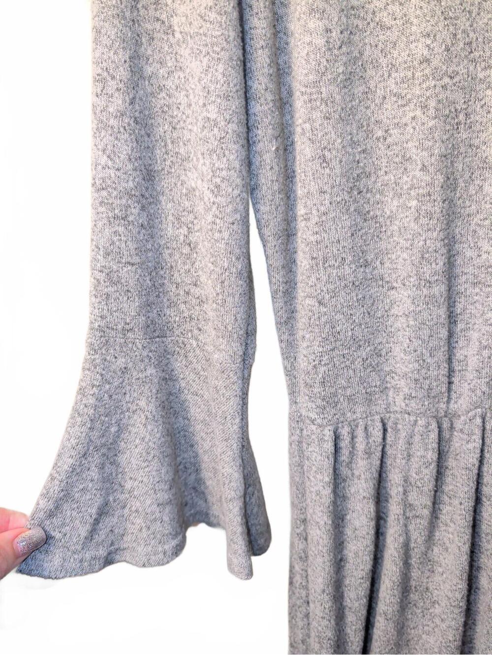 Alya Button Front Knit Dress Flared Sleeves Womens Size Large Gray USA Made - Picture 4 of 8